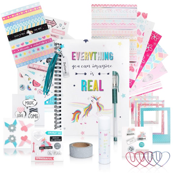 DIY Itsy Unicorn Journaling Set/scrapbook Kit With Augmented Reality  Experience Includes Bullet Journal & Scrapbooking Supplies 