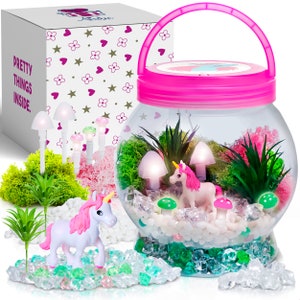 Light-Up Unicorn Terrarium Kit For Kids - Birthday Gifts for Girls - Creative Unicorn Toys & Craft Kits Presents - Arts and Crafts for Girls