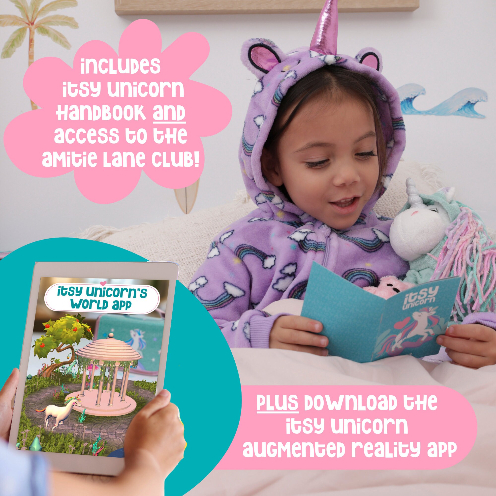 Peluche Licorne Itsy Unicorn - Tenue Ballerine - Cheveux Arc-en-ciel - Cadeau Fille 4-8 Ans
