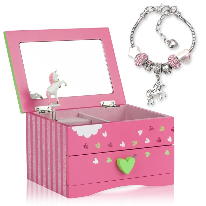 Unicorn Jewelry Box for Girls & Charm Bracelet - PLUS Augmented Reality Experience Featuring Itsy Unicorn © (Pink) - STEM Toys For Girls 
