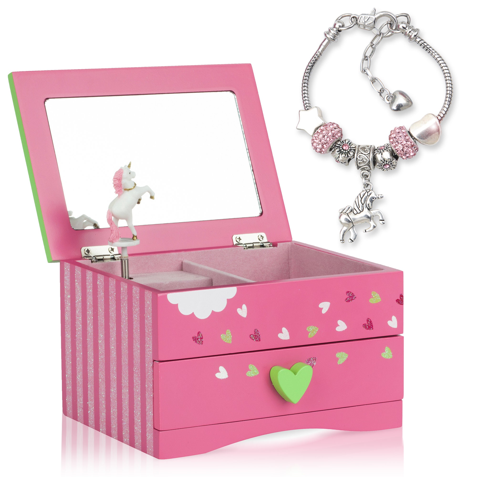 Unicorn Jewelry Box for Girls & Charm Bracelet - PLUS Augmented Reali…
