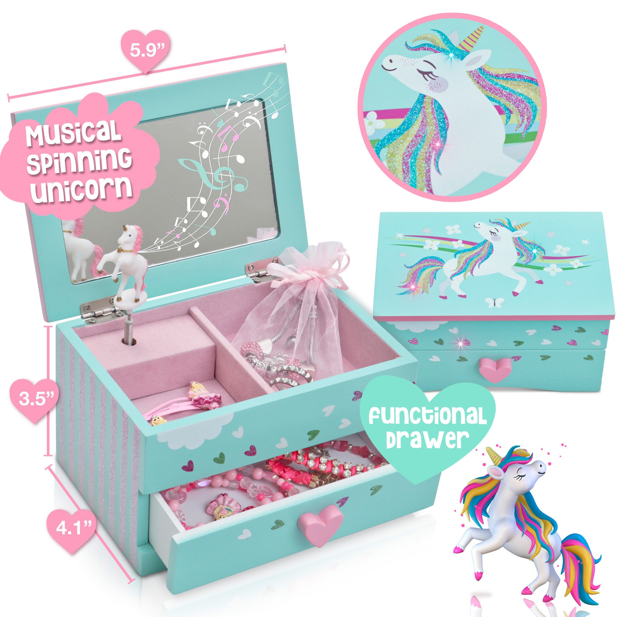 Unicorn Jewelry Box for Girls & Charm Bracelet PLUS Augmented Reality  Experience Featuring Itsy Unicorn © mint STEM Toys for Girls 