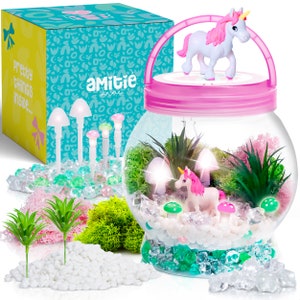 Light-Up Unicorn Terrarium Kit For Kids - Birthday Gifts for Girls - Creative Unicorn Toys & Craft Kits Presents - Arts and Crafts for Girls