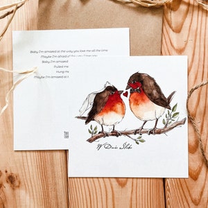 Partecipazione di nozze con passeri I Partecipazione di nozze con uccelli I Partecipazione di nozze con passeri I Bird Art I Birt Print I Love illustration I Disegno di uccelli