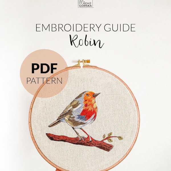 PDF Embroidery Pattern ROBIN | Modern embroidery, Hand Embroidery, Needle painting ,  PDF pattern
