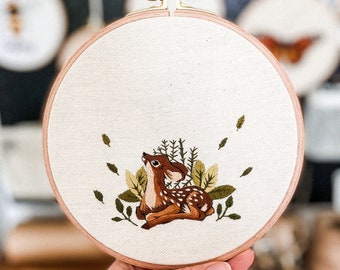 Baby Deer Embroidery Hoop with a Name - for personalization | Thread Painting | Embroidery art | Hand embroidery | Little Deer Art