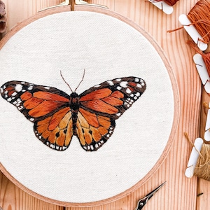 Monarch Butterfly Embroidery Hoop | Thread Painting | Embroidery art | Hand embroidery | Emboridery hoop Art | Original Artwork | Insect