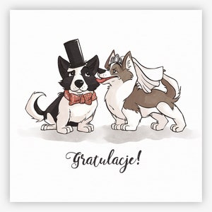 Carte de mariage avec des corgis I Carte de mariage avec des chiens I Carte de mariage avec des corgis I Dog Art I Corgi Print I Love illustration I Dog drawing