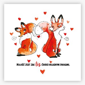 Tarjeta de San Valentín con Zorros con Sobre Ecológico | Tarjetas de San Valentín, en blanco por dentro, con sobres kraft, ilustración en acuarela, zorro
