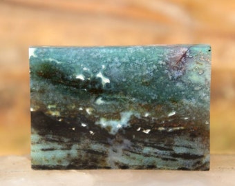 Pedra de madeira petrificada opalizada azul com padrão único.