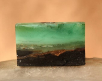 Fatia de madeira petrificada opalizada azul, pedra indonésia (18x28,5 mm)