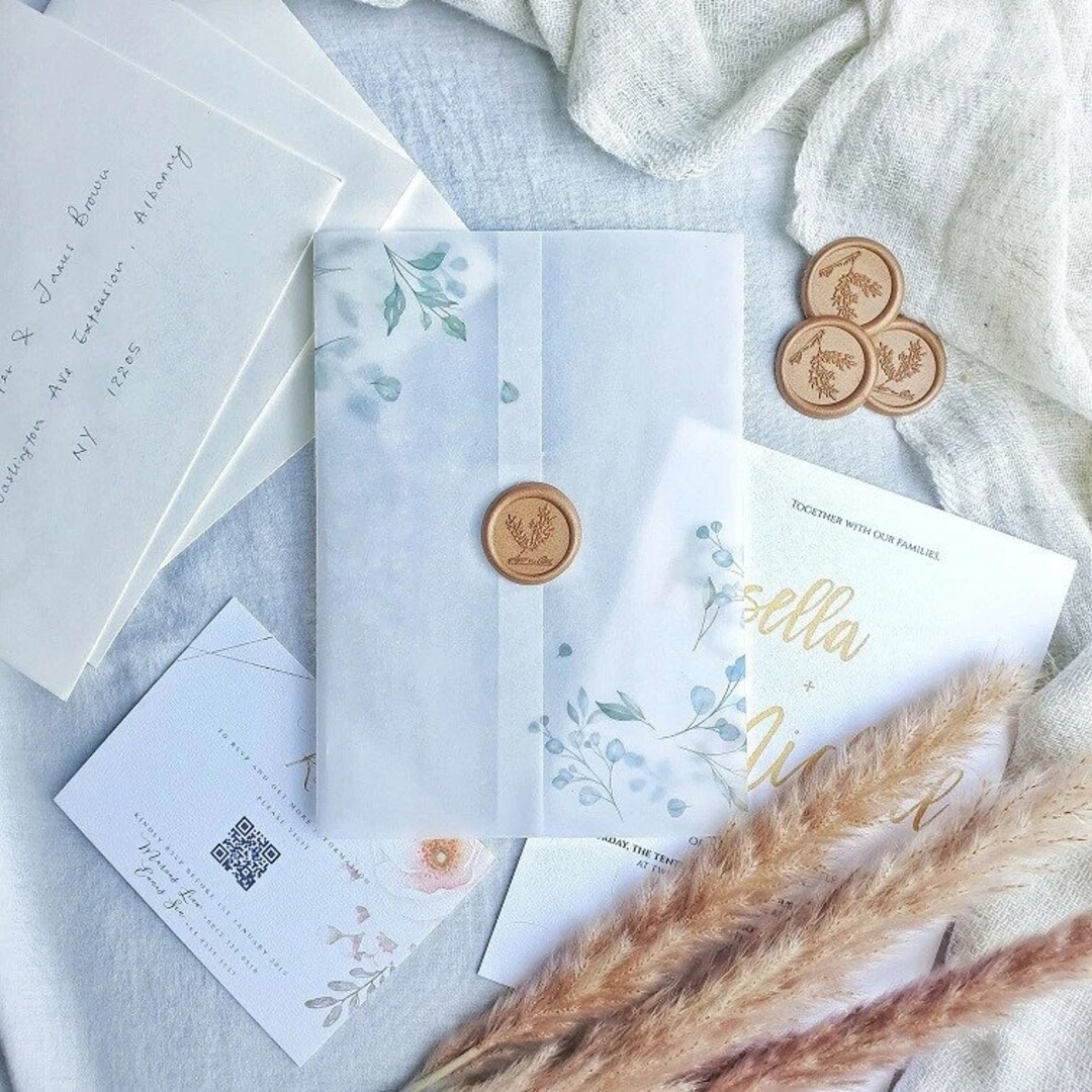 Leafy Vellum Jacket Prefolded Eucalyptus Vellum Wrap for 5x7 Etsy