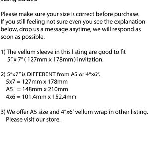 Plain Vellum Sleeve for 5x7 Invitation Vellum Wrap Vellum - Etsy