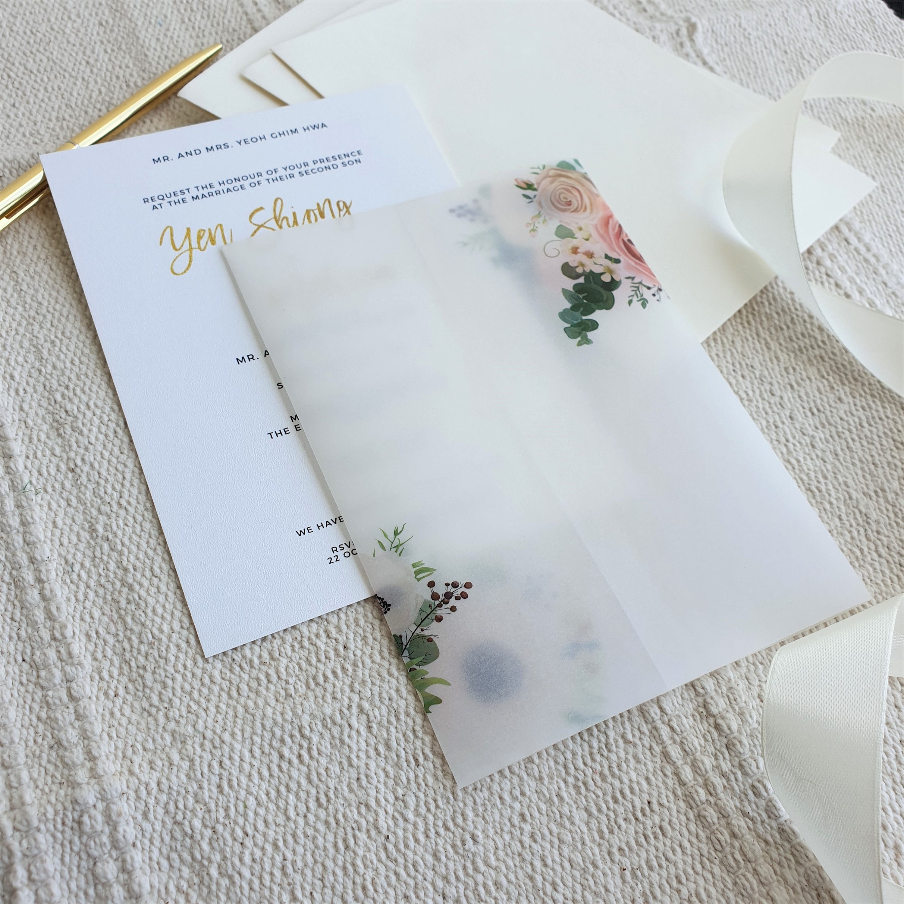 Glamorous Vellum Wrap vellum Sleeve for 5X7 Wedding Etsy