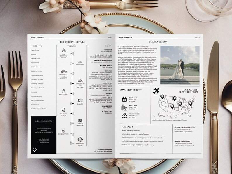 Magazine Wedding Program Template: Folded Party Keepsake (canva ...