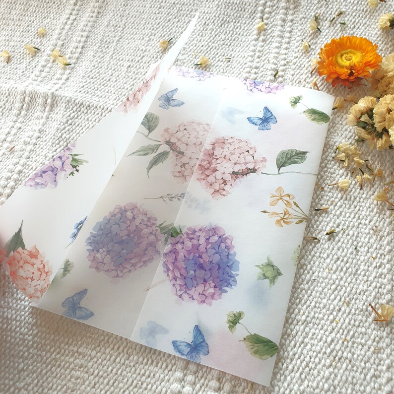 Hydrangea Vellum Jacket Prefolded Floral Vellum Wrap for 5x7 Etsy