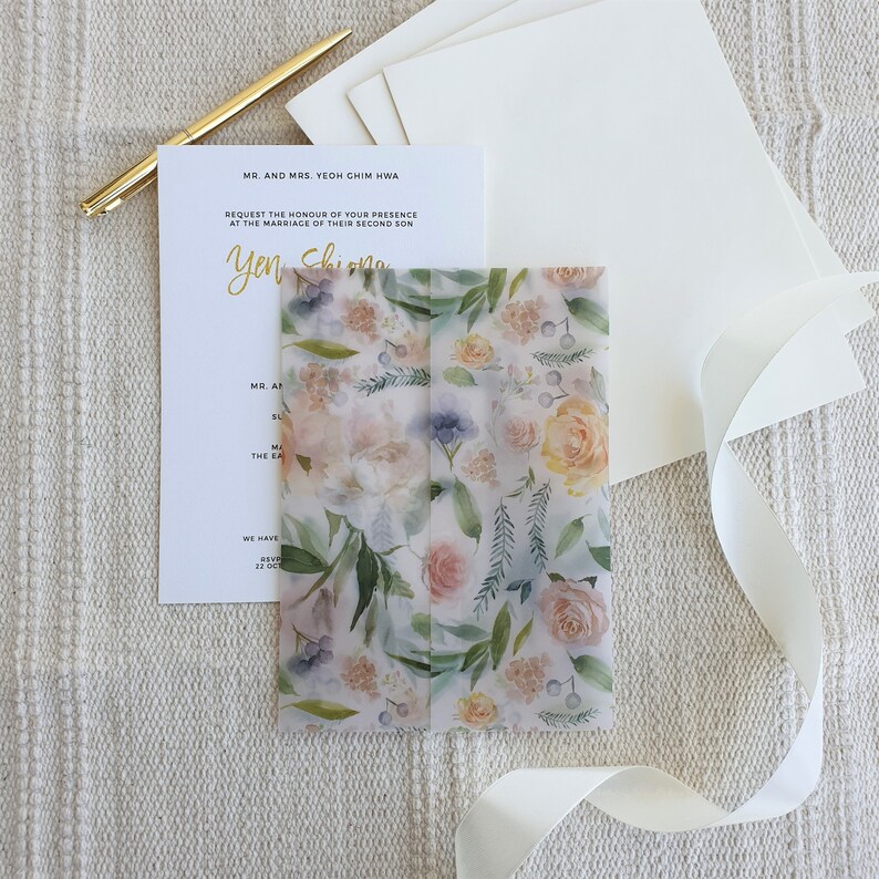 Blushing Vellum Wrap Vellum Jacket for 5X7 Wedding Etsy