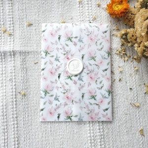 Rosa Blumen Pergament Jacke 5x7, Vorgefaltet Erröten Rosa Pergament Wrap Für Hochzeitseinladung, Blumen Thema Durchscheinendes Pergamentpapier, Kostenloser Versand