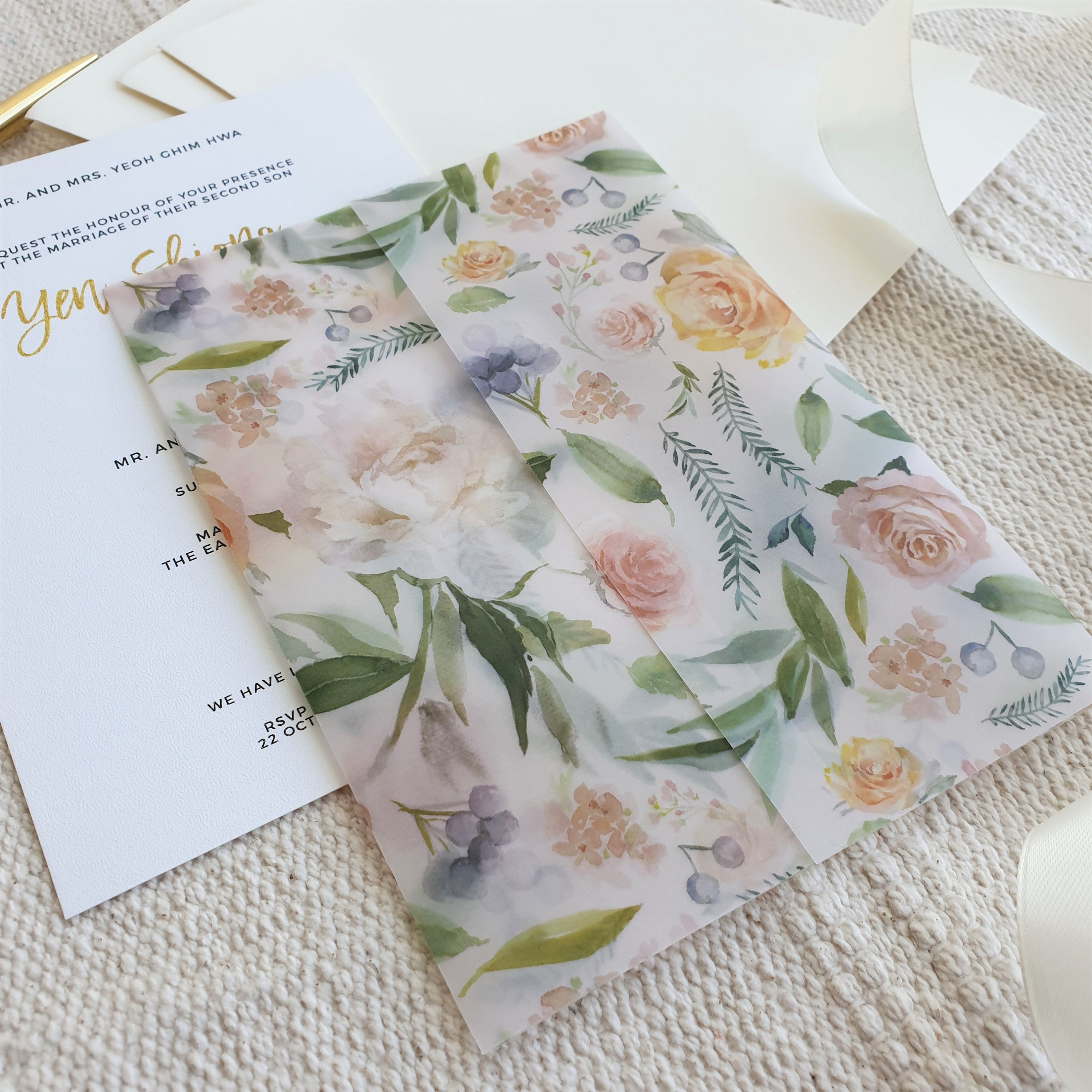 Blushing Vellum Wrap Vellum Jacket for 5X7 Wedding Etsy