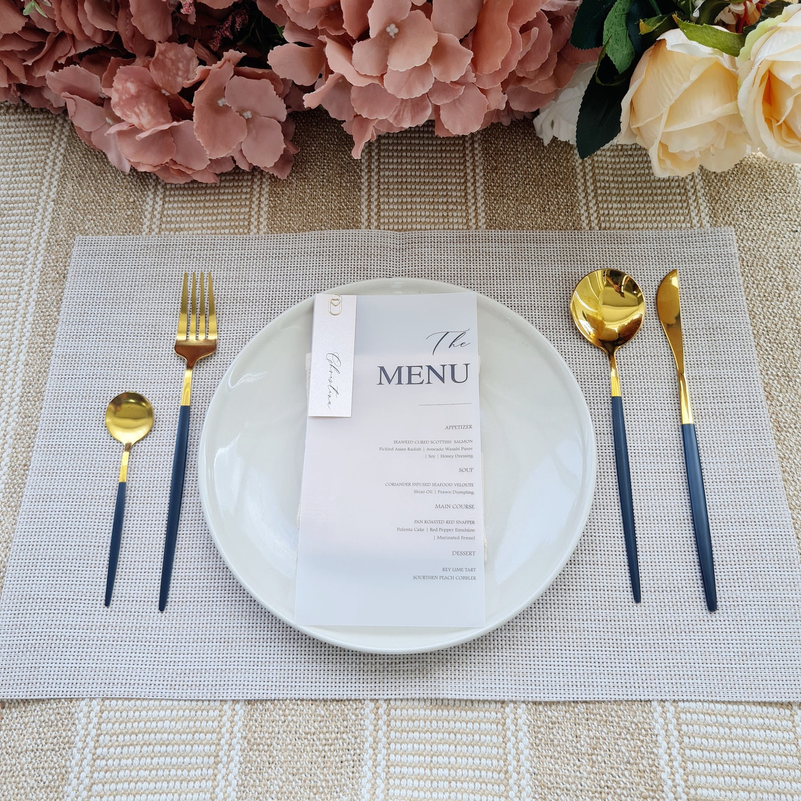Vellum Wedding Menu Cards With Place Cards Modern Minimalist Etsy UK