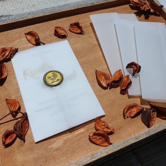 Handmade Vellum Invitation Jacket: Translucent A6 or 4x6 Wrap