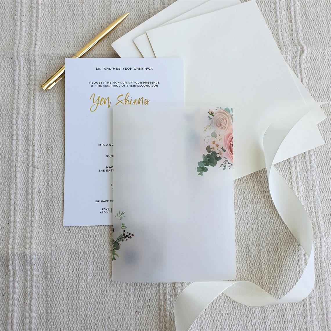 Glamorous Vellum Wrap vellum Sleeve for 5X7 Wedding Etsy