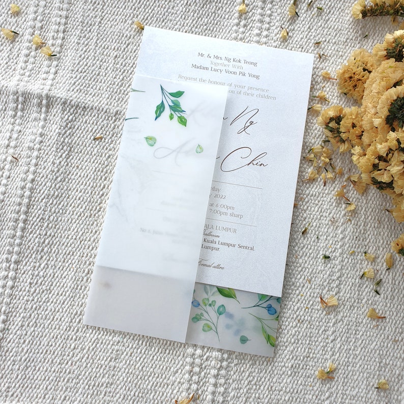 Leafy Vellum Jacket Prefolded Eucalyptus Vellum Wrap for 5x7 Etsy