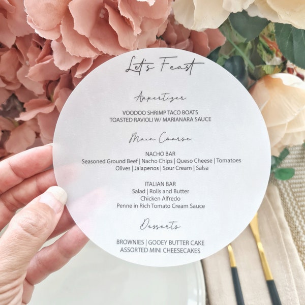 Wedding Menu Round Template Etsy