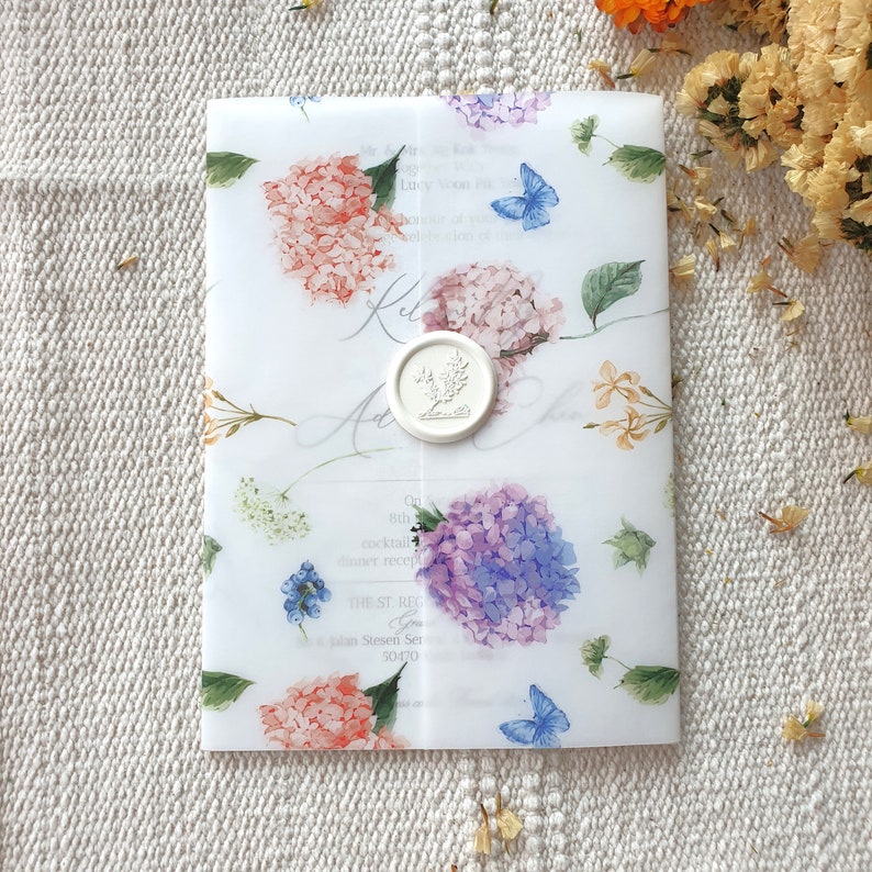 Hydrangea Vellum Jacket Prefolded Floral Vellum Wrap for 5x7 Etsy