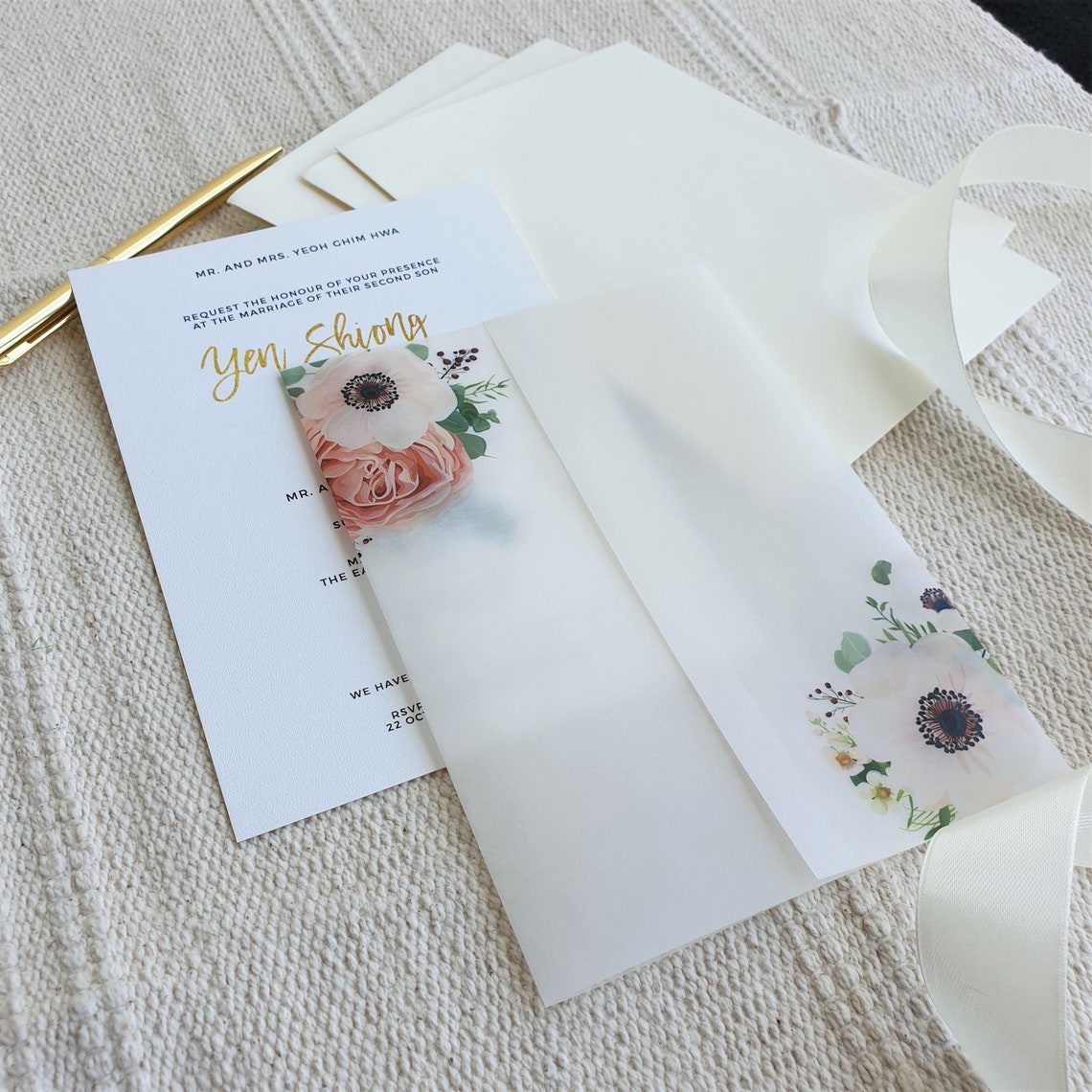 Glamorous Vellum Wrap Vellum Sleeve For 5X7 Wedding | Etsy