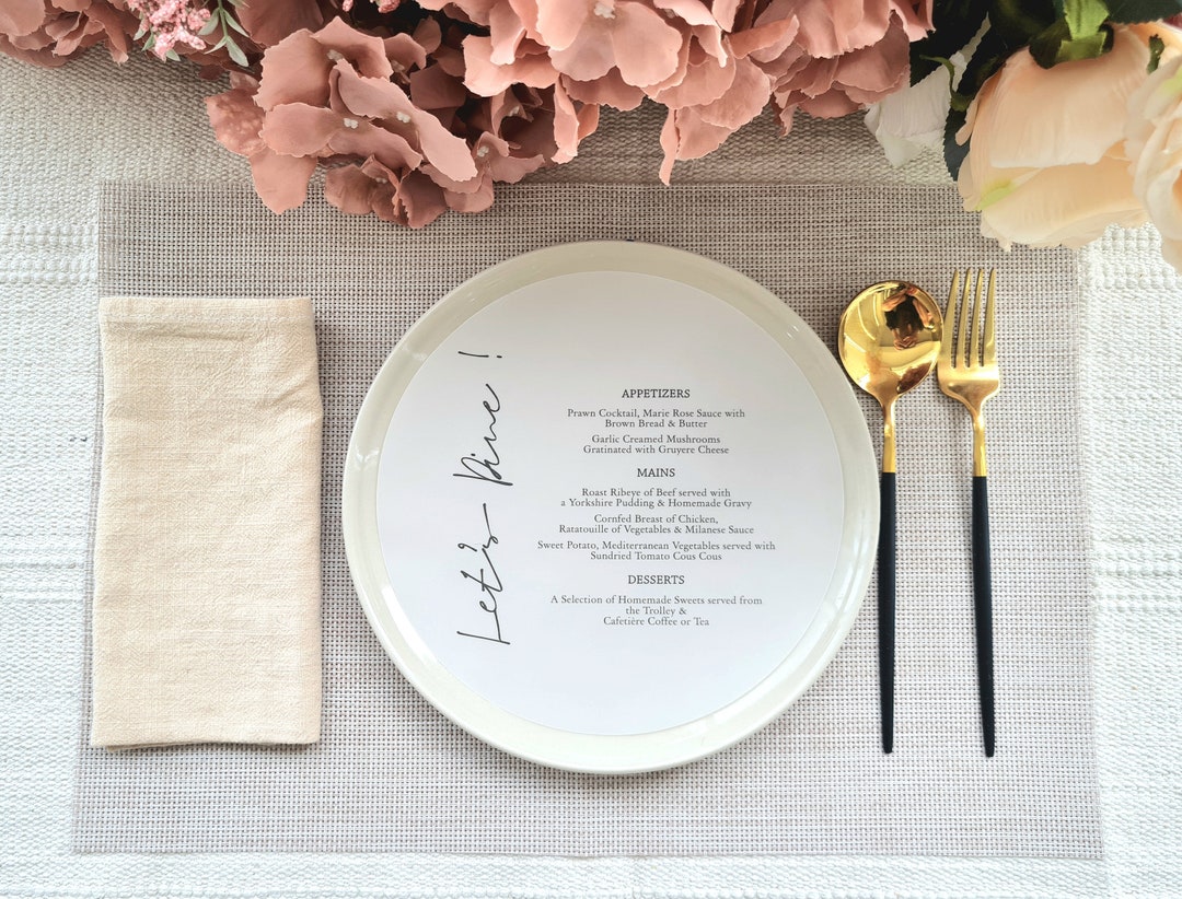 Round Vellum Wedding Menu Cards,round Menu Cards,modern Minimalist