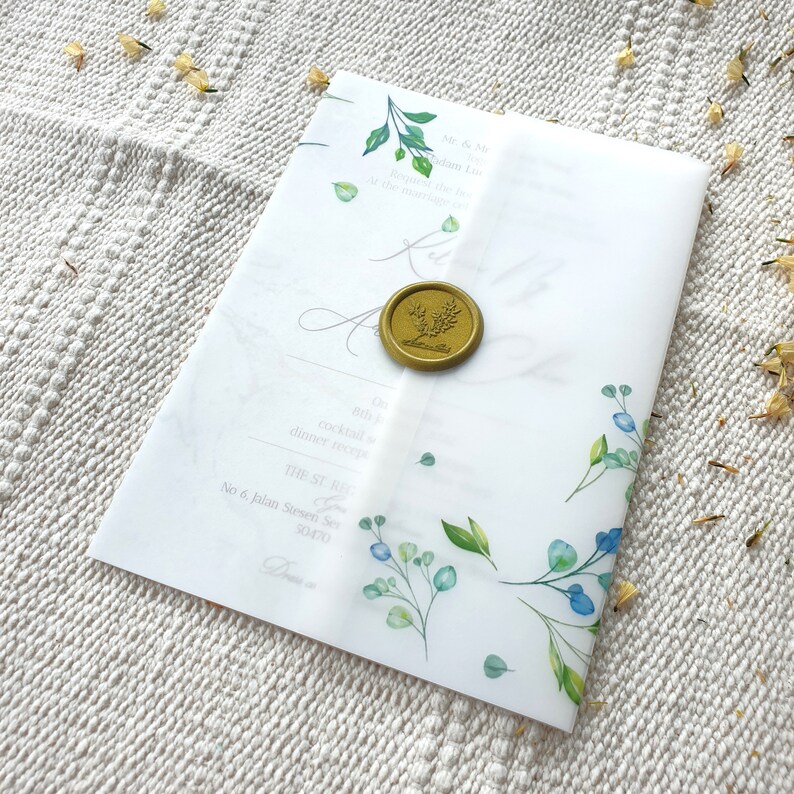 Leafy Vellum Jacket Prefolded Eucalyptus Vellum Wrap for 5x7 Etsy