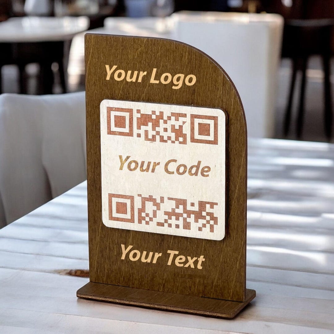 Custom QR Code Sign, QR Code Display Sign Wood, Let’s Get Social ...