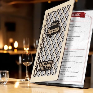 Personalized Wooden Menu Holder, Menu Cover, Wooden Menu, Menu Folder, Restaurant Menu Cover