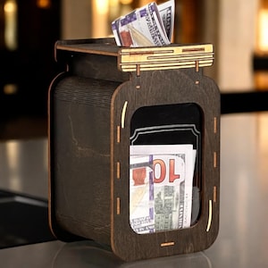 Alcancía de madera, alcancía de madera para donaciones, alcancía de madera para restaurantes, alcancía personalizada, alcancía de madera para donaciones, alcancía de madera