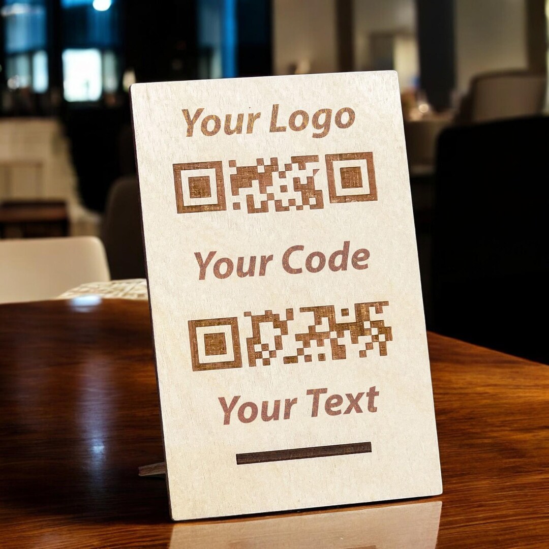 Custom QR Code Sign, QR Code Display Sign Wood, Let’s Get Social ...
