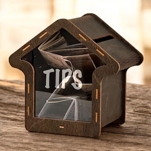 Caja de propinas para restaurantes, caja de propinas de madera, alcancía personalizada, caja de donaciones de madera, caja de caridad, alcancía de madera