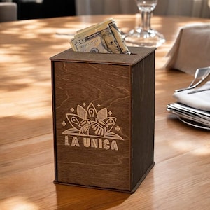 Premium Wooden Tip Box – Custom Money, Donation, and Tip Collection Solution
