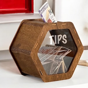 Caja de propinas para restaurantes, caja de propinas de madera, alcancía personalizada, caja de donaciones de madera, caja de caridad, alcancía de madera