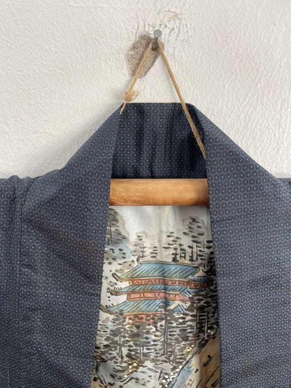 Vintage Japanese Silk Haori Kimono – Blue Jacket With Vintage Japanese Silk Haori Kimono – Blue Jacket With