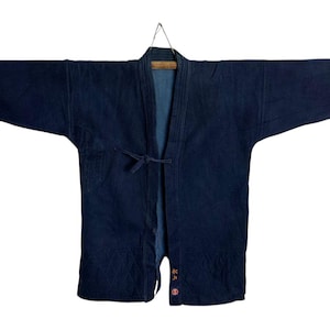 Vintage Indigo Kendo Jacket: Sashiko Stitched Japanese Workwear