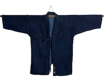 Vintage Indigo Kendo Jacket: Sashiko Stitched Japanese Workwear