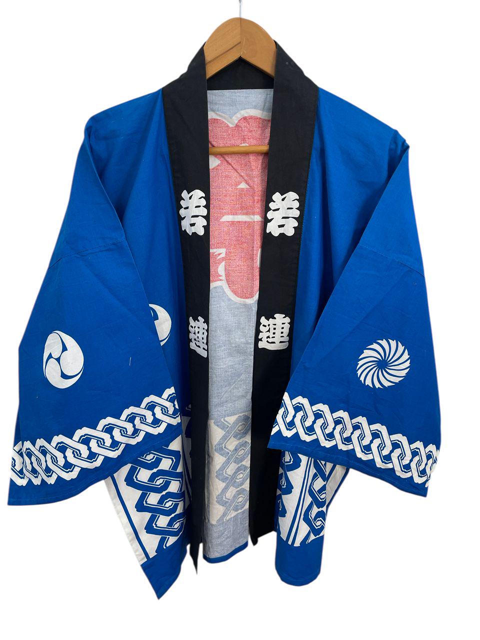 Hapi Jacket Vintage Japanese Blue Happi Jacket – Traditional Festival Coat Kimono ...