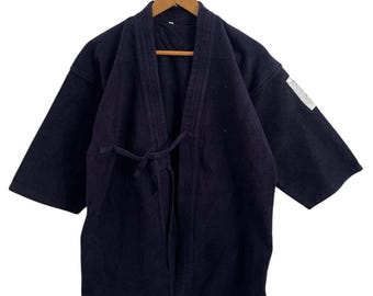 Vintage Japanese Kendo Jacket – Indigo Blue Cotton Noragi Kimono Top