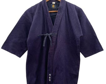 Vintage Indigo Kendo Kimono Jacket: Japanese Martial Arts Workwear