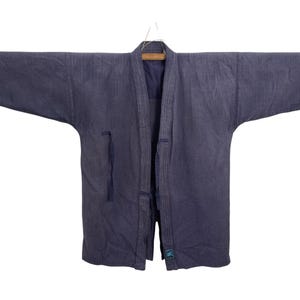 Vintage Faded Indigo Kendo Jacket – Japanese Noragi Kimono Workwear Martial Arts Gi