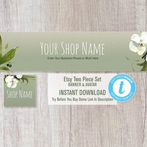 Branding Set Premade Etsy Set Etsy Shop Branding Forrest Etsy Banner /& Avatar Template INSTANT DOWNLOAD Templett Leaves Editable Banner