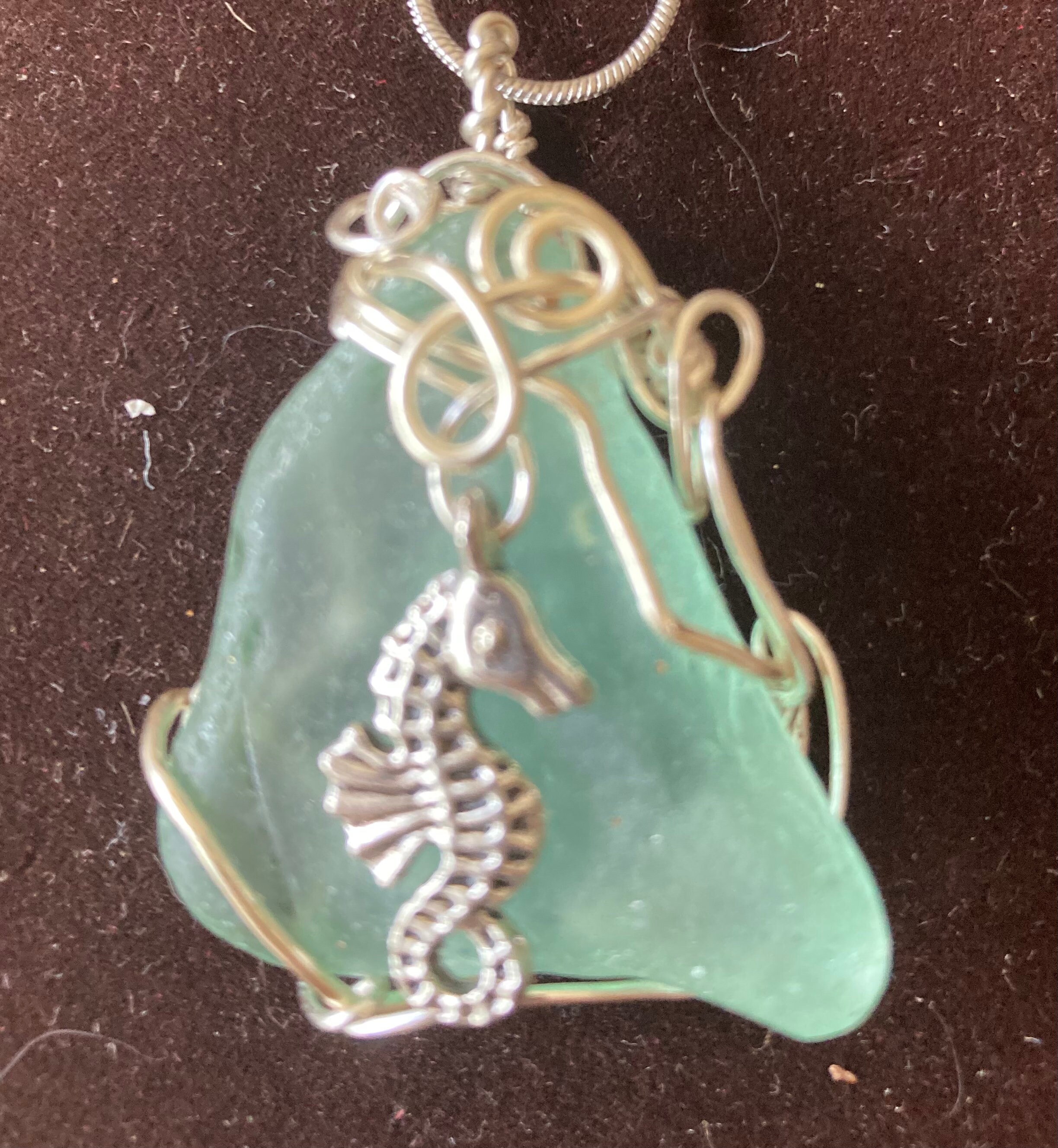 Kauai aqua genuine sea glass pendant necklace Etsy