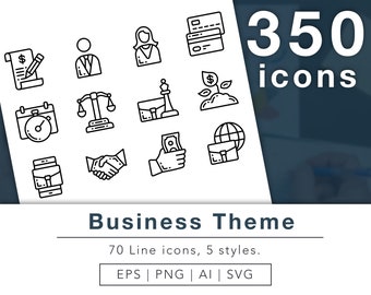 350 Business icons // vector icons // instant download // website icons // blog icons // SVG // PNG // EPS // Ai // Clip art