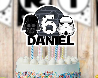 Personalised Star Wars Cake Topper Custom Glitter Name And Age Etsy